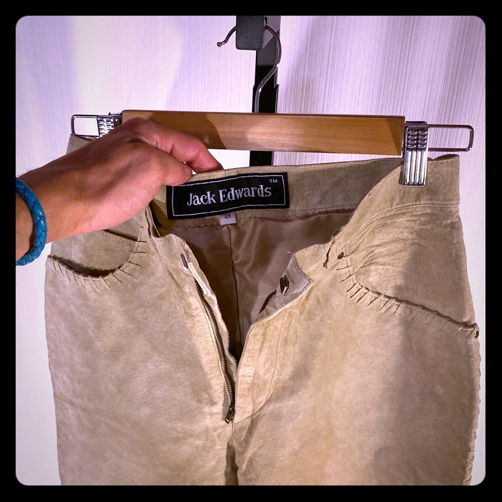 Jack Edwards | whipstitch mens suede 29 tan pants